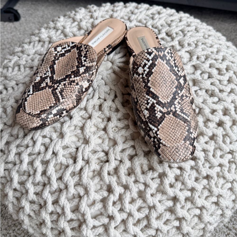 Vince Camuto Brown Snakeskin Mules